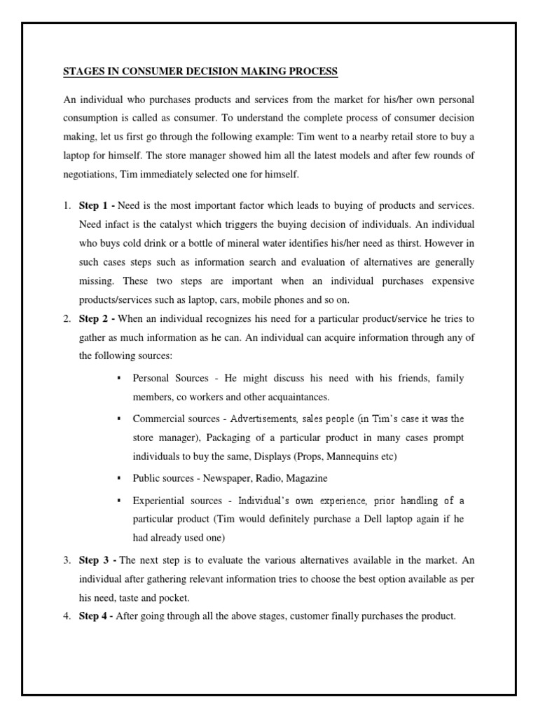 Stages in Consumer Decision Making Process | PDF | Marketing | Banks