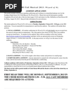 Download Wizard of Oz Audition Packet by Emily Dwenger McDuffee SN171156910 doc pdf