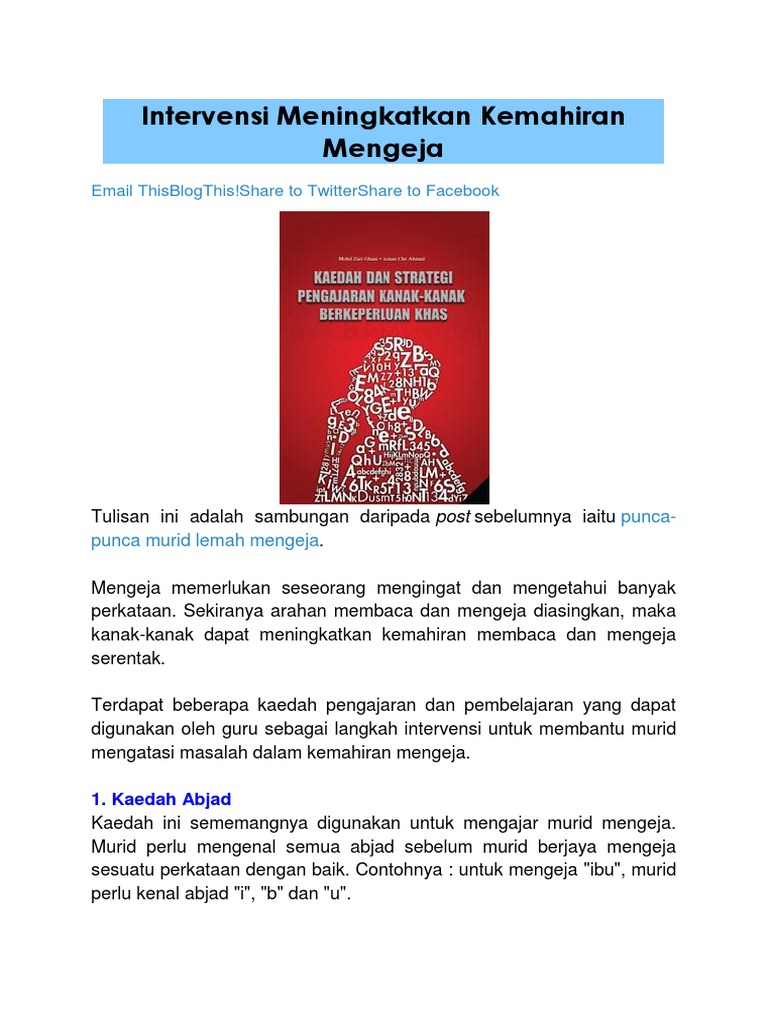 Intervensi Meningkatkan Kemahiran Mengeja Pdf