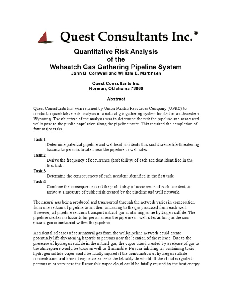 Quantitative Risk Analysis Saf | PDF | Hazards | Pipeline Transport