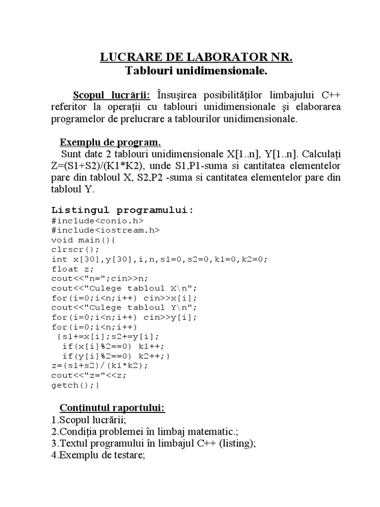 Tabele Unidimensionale | PDF