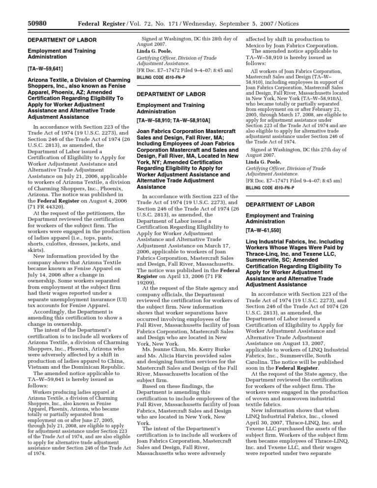 Department of Labor: 2007017472 | PDF