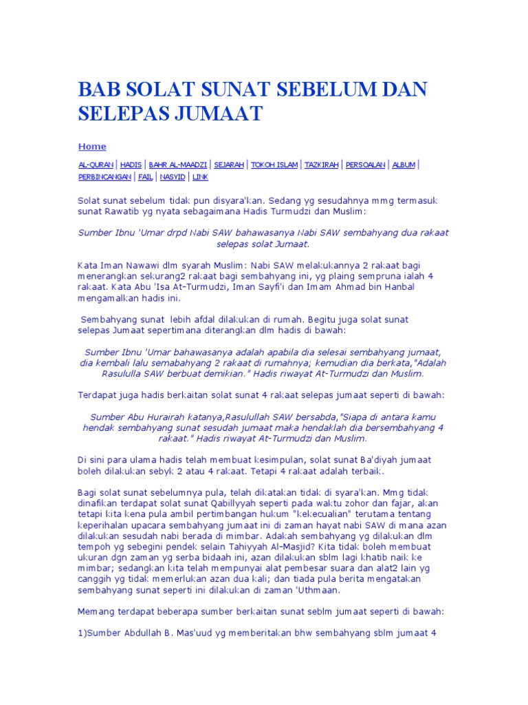Bab Solat Sunat Sebelum Dan Selepas Jumaat Pdf
