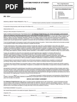 Customs Power of Attorney 070313