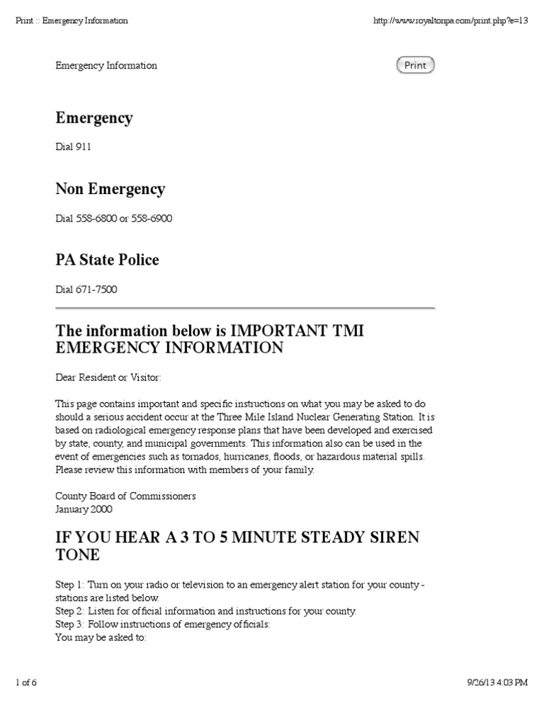 Royalton Emergency Information PDF Disaster And Accident