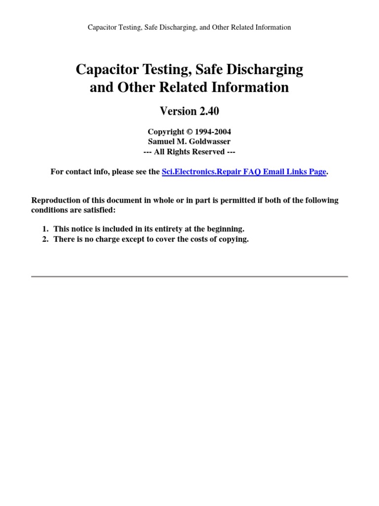 Capacitor Testing | PDF