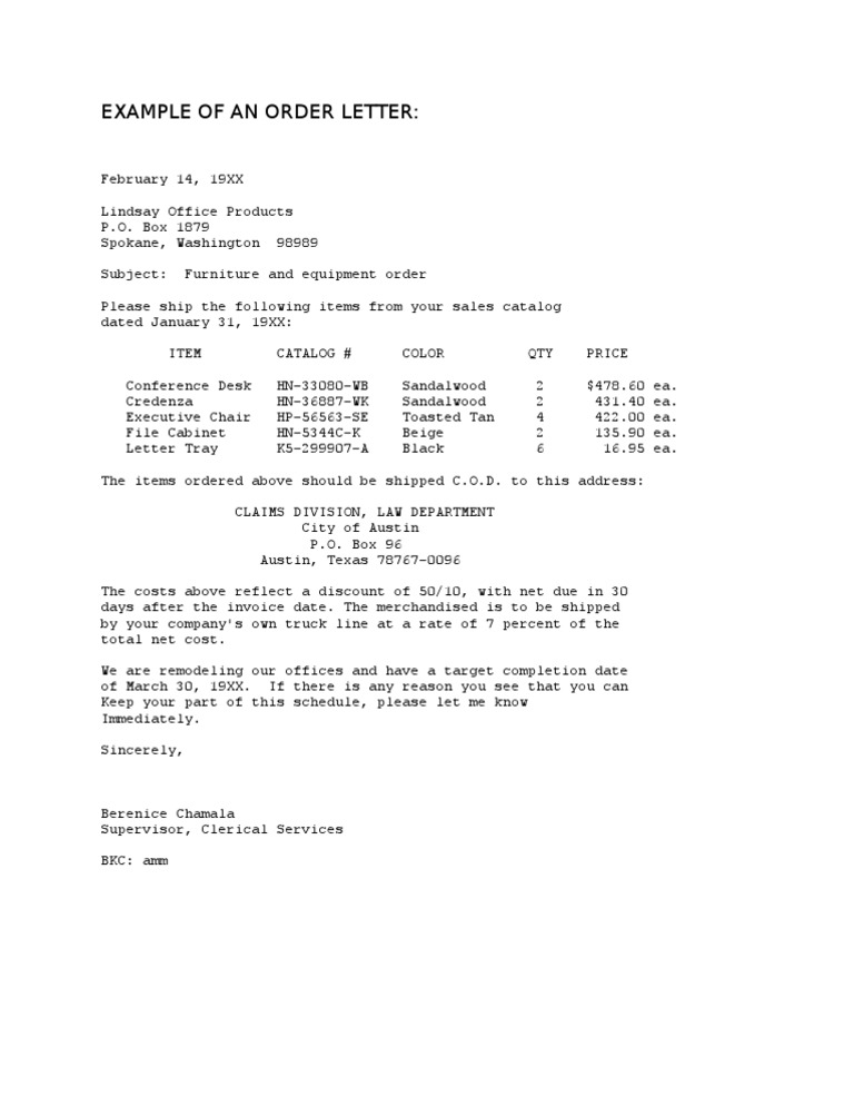 Types of order letter image