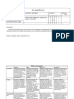 Tabla de Especificaciones Gina