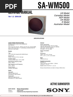 sony wm 500 subwoofer