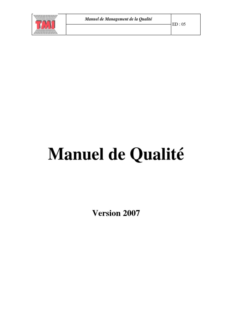 Manuel de Qualité