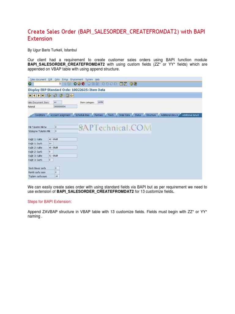 Creating Sales Orders with BAPI Extension | PDF | Digital Technology ...