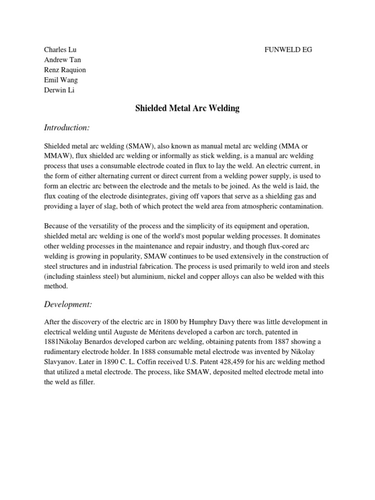 Shielded Metal Arc Welding | PDF | Welding | Construction