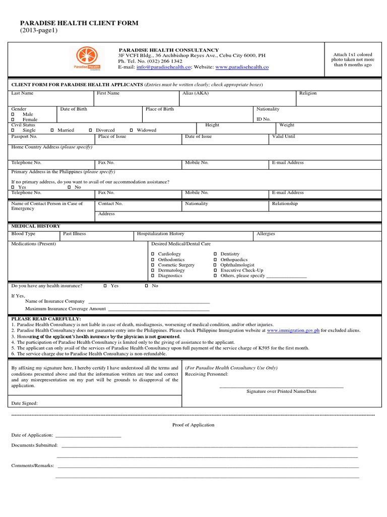 Revised Client Form | PDF