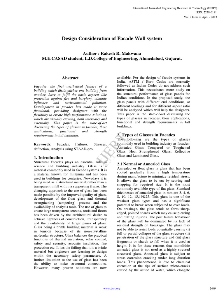 Facade Wall System Design Insights | PDF | Glasses | Strength Of Materials