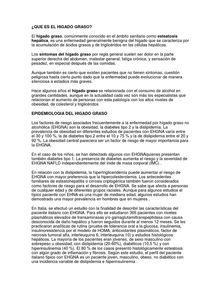 Hígado Graso: Síntomas y Tratamiento | PDF | Salud y bienestar