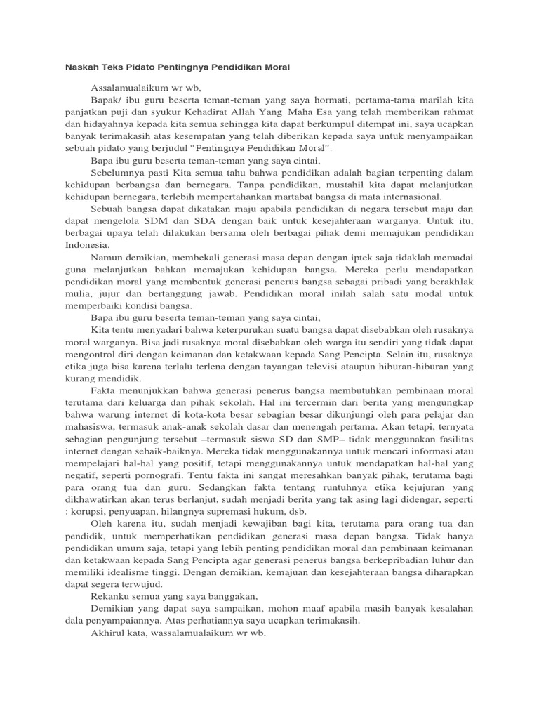 Contoh Pidato Pentingnya Pendidikan Di Era Globalisasi