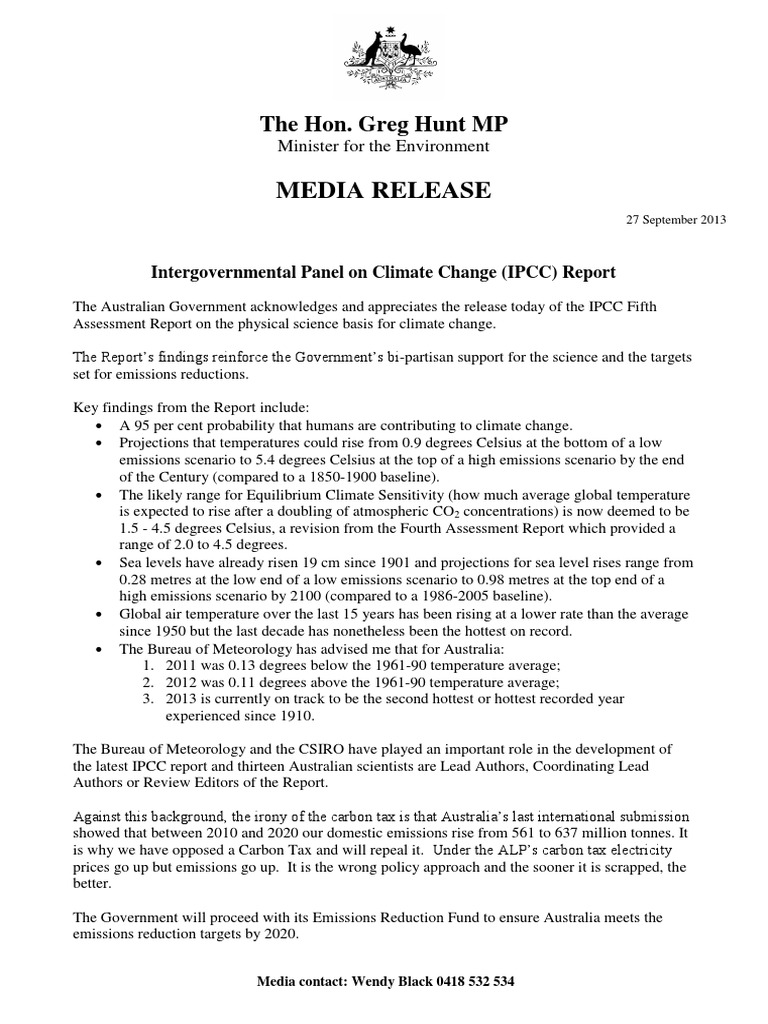 13-09-27 Intergovernmental Panel On Climate Change (IPCC) Report PDF ...