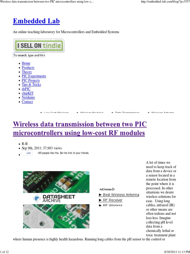 Wireless Data Transmission Between Two PIC Microcontrollers Using Low ...