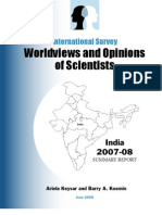 Worldviews and Opinions of Scientists: India 2007-2008 Summary Report
