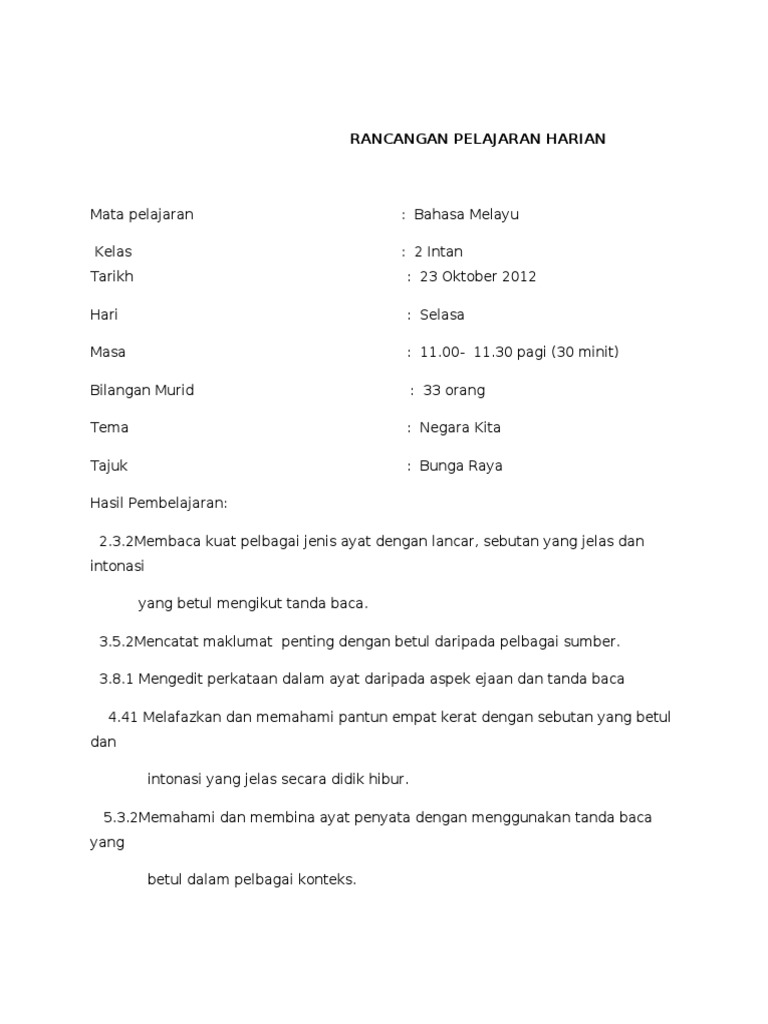 Pelajaran Bunga Raya Kelas 2 | PDF | Karier & Perkembangan | Seni ...