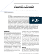 The Use of Patient Complaints To Drive Quality Improvement: An Exploratory Study in Taiwan