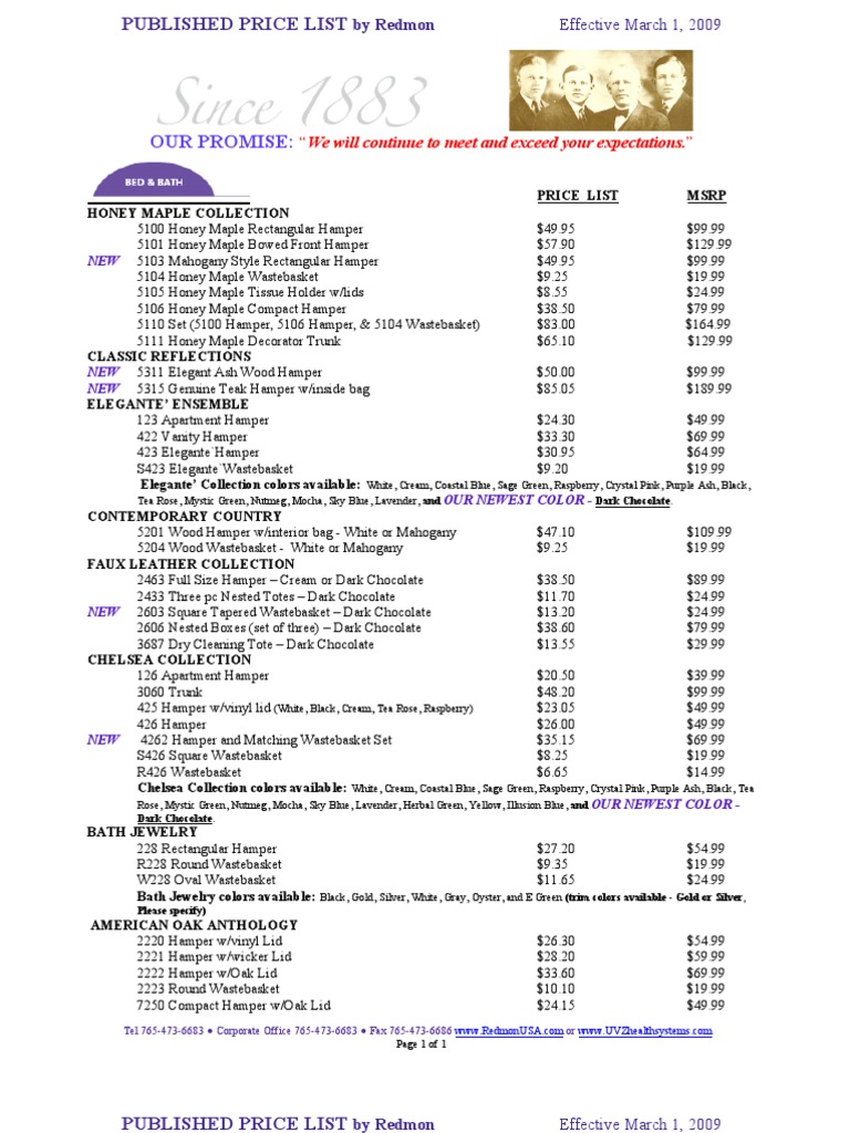Redmon Price List - March 2009 | PDF | Credit Card | Visa Inc.
