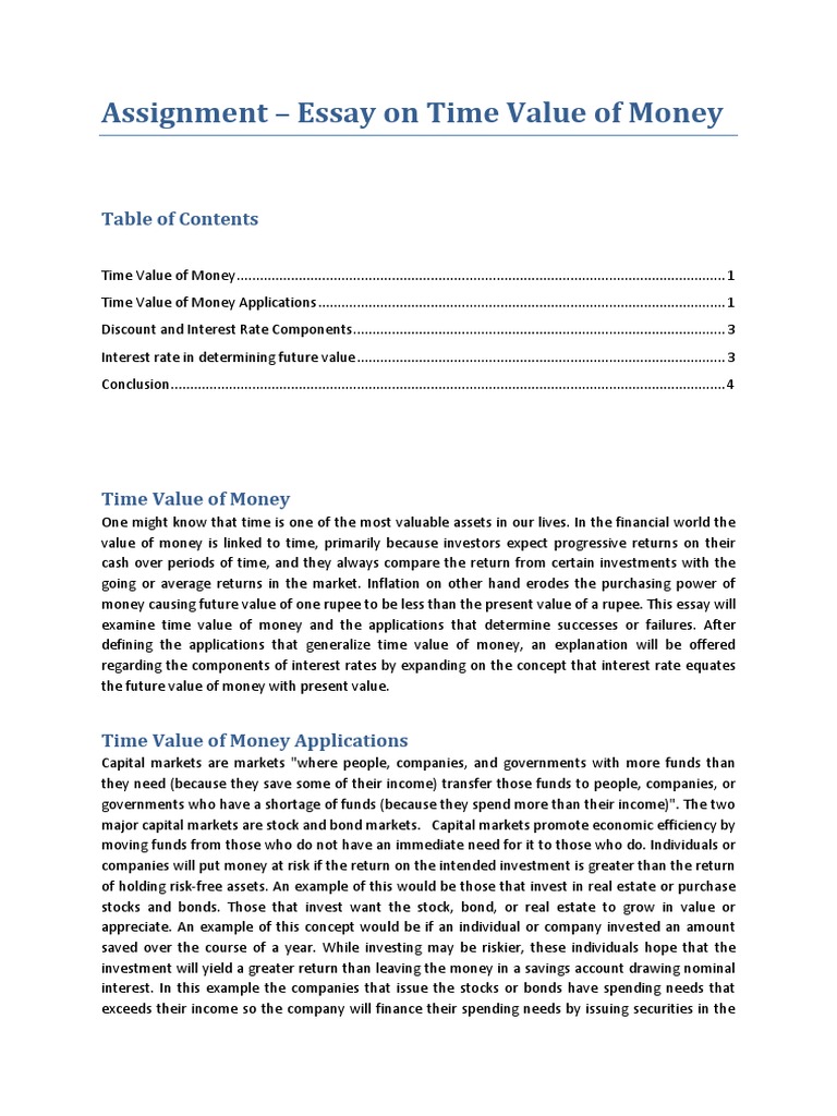 Time value of money Essays