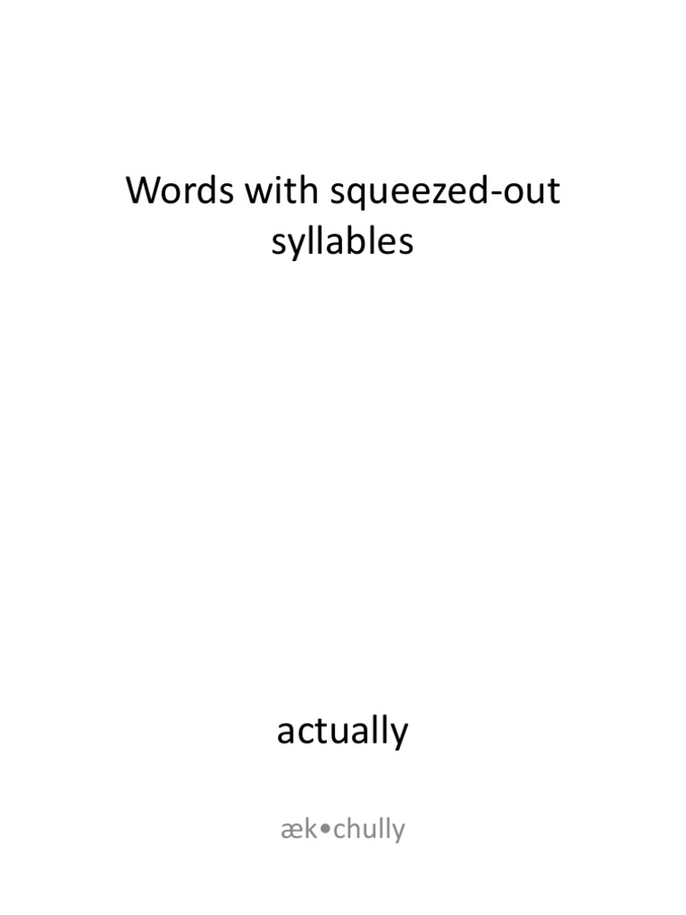 Words With SqueezedOut Syllables PDF