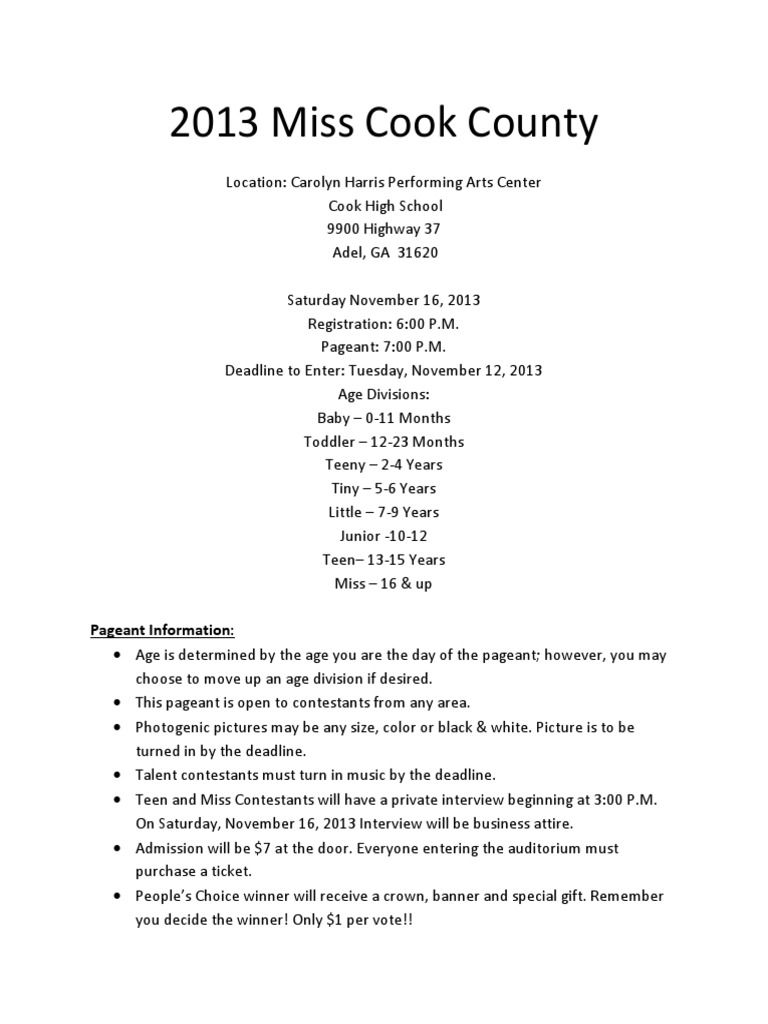Miss Cook County App 13 | PDF
