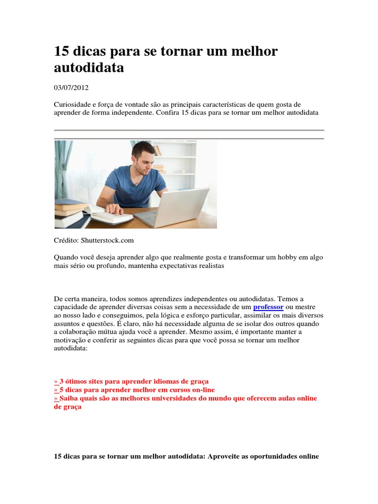 Dicas Essenciais para Autodidatas | PDF | Motivação | Motivacional