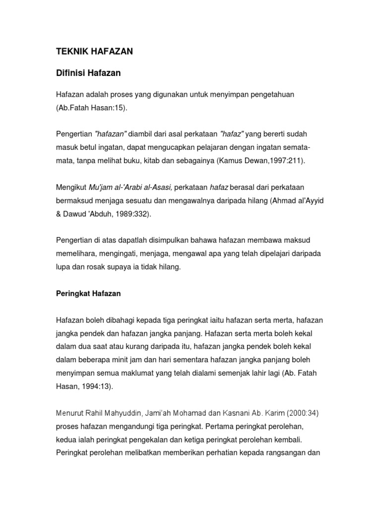 Teknik Hafazan Pdf