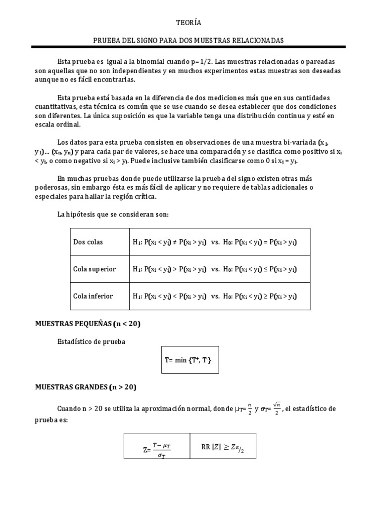 Ejercicios Prueba de Signos para Dos Muestras Relacionadas | PDF ...