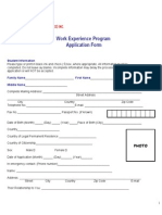 Work Experience Program Application Form: Student Information