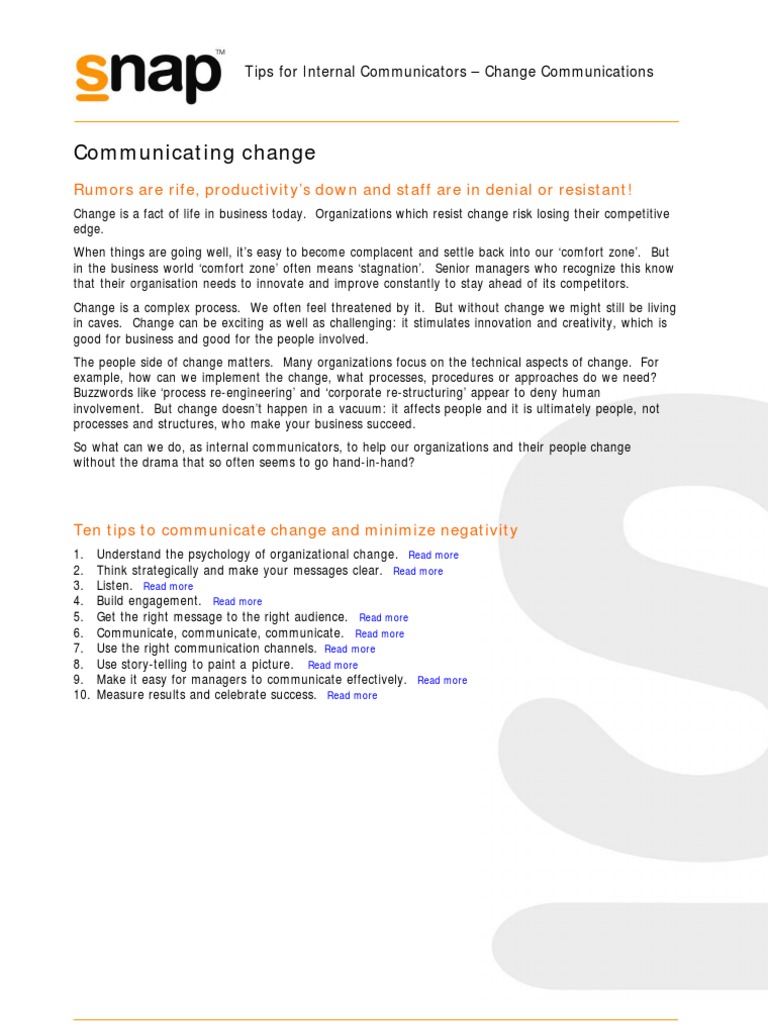 Communicating Change To Employees | PDF | Communication | Internet Forum