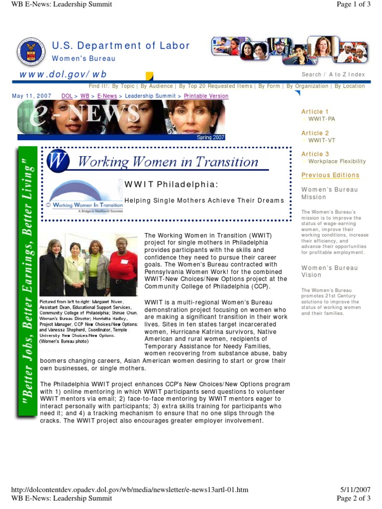 Department of Labor: E News13artl 01 PDF Business