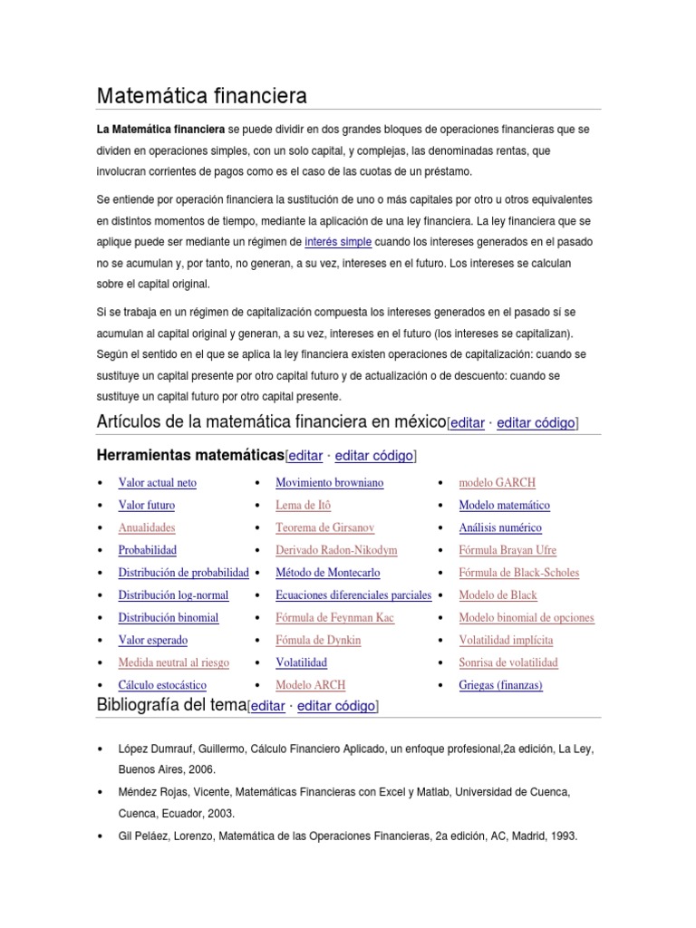 Fundamentos de Matemática Financiera | PDF | Finanzas Matemáticas ...
