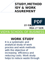 Work Study, Method Study & Work Measurement: By-Yash Mba 2 Sem