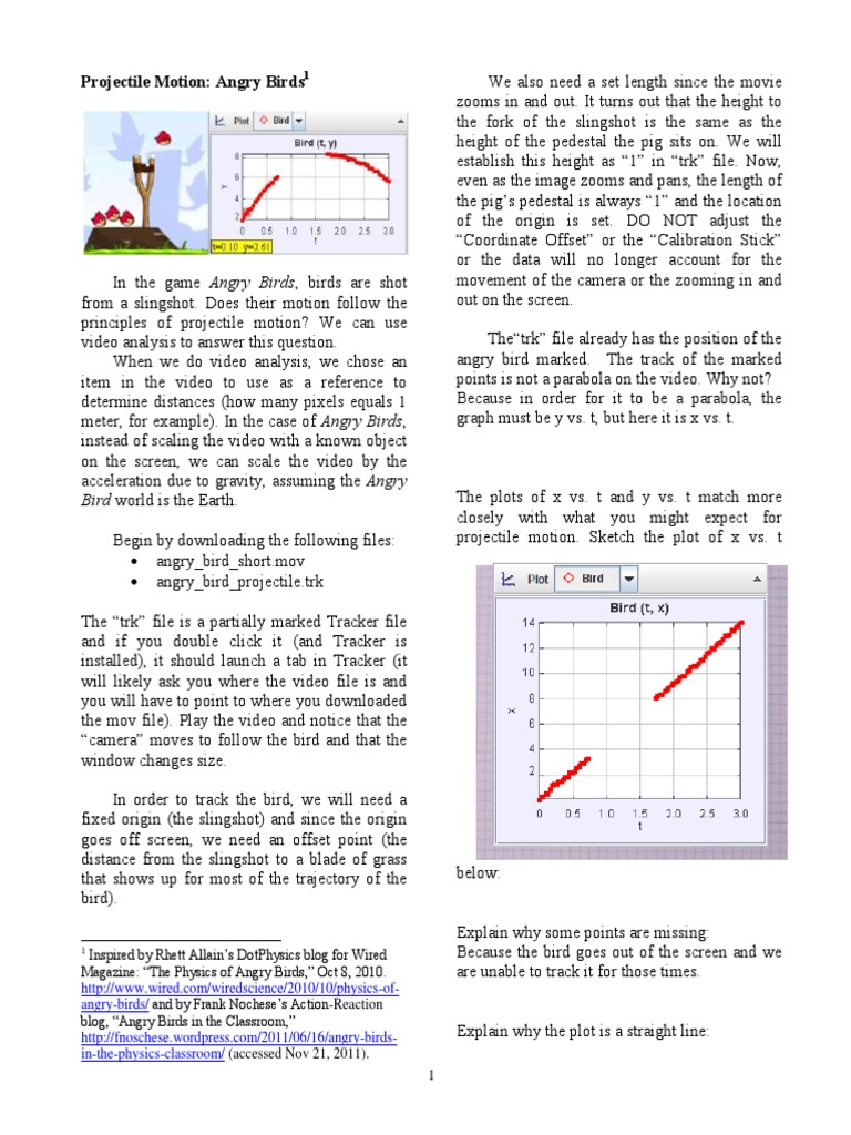 Worksheets Projectile Motion Worksheet With Answers angry birds lab velocity gravity assist