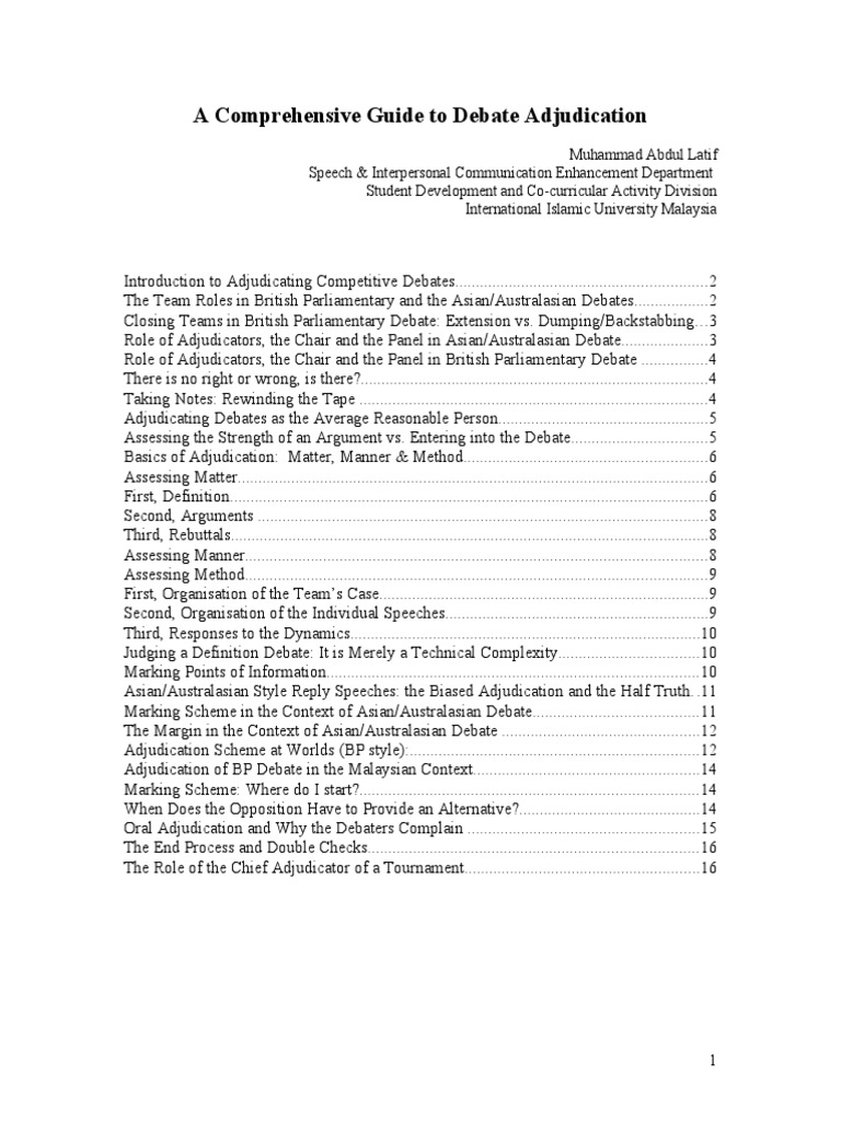 Comprehensive Adjudication Guide Argument Reasonable Person Free