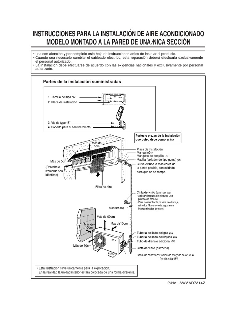 Manual de Instalacion Mini Split Espanol | PDF | Enchufes y tomas de  corriente alterna | Bomba