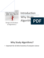 Introduc) On Why Study Algorithms?: Design and Analysis of Algorithms I