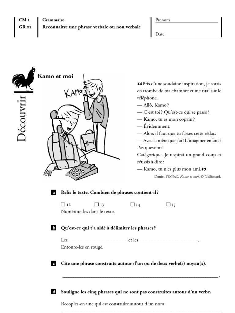 Exercice Les Groupes Dans La Phrase Cm1