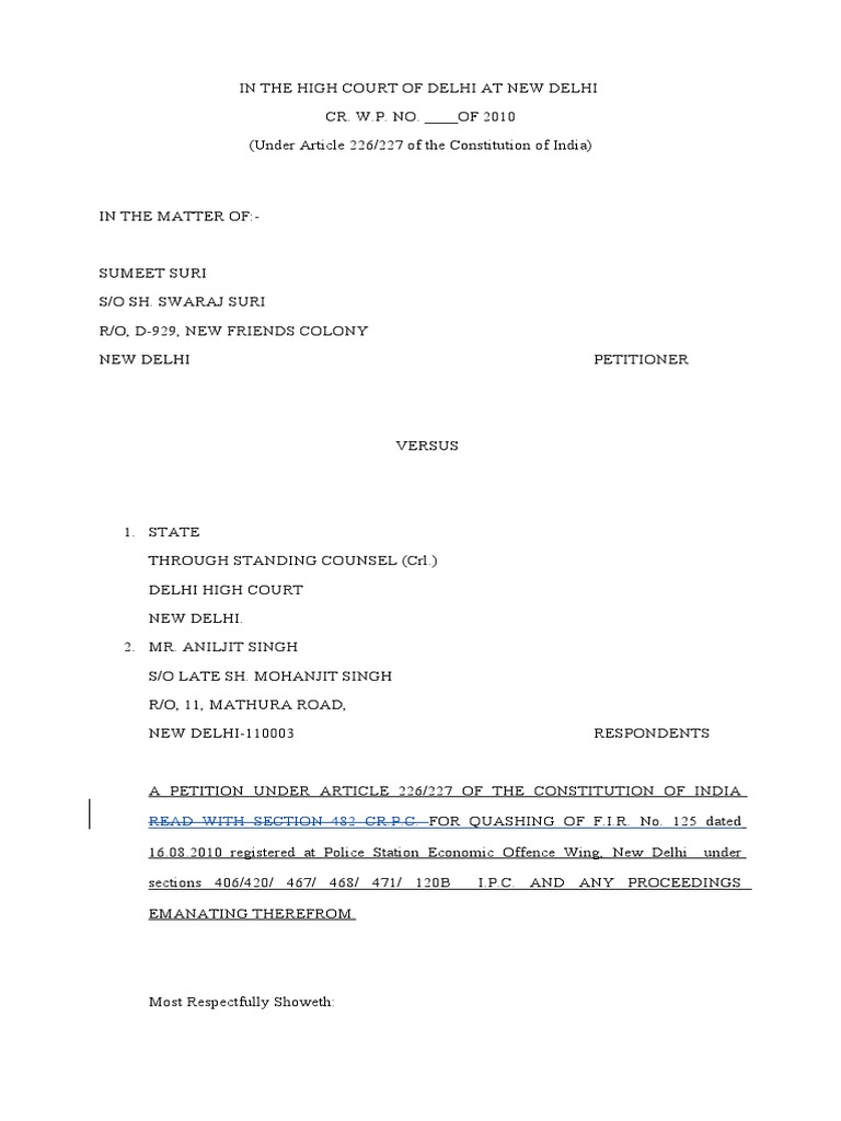 Writ Petition  PDF  Complaint  Writ