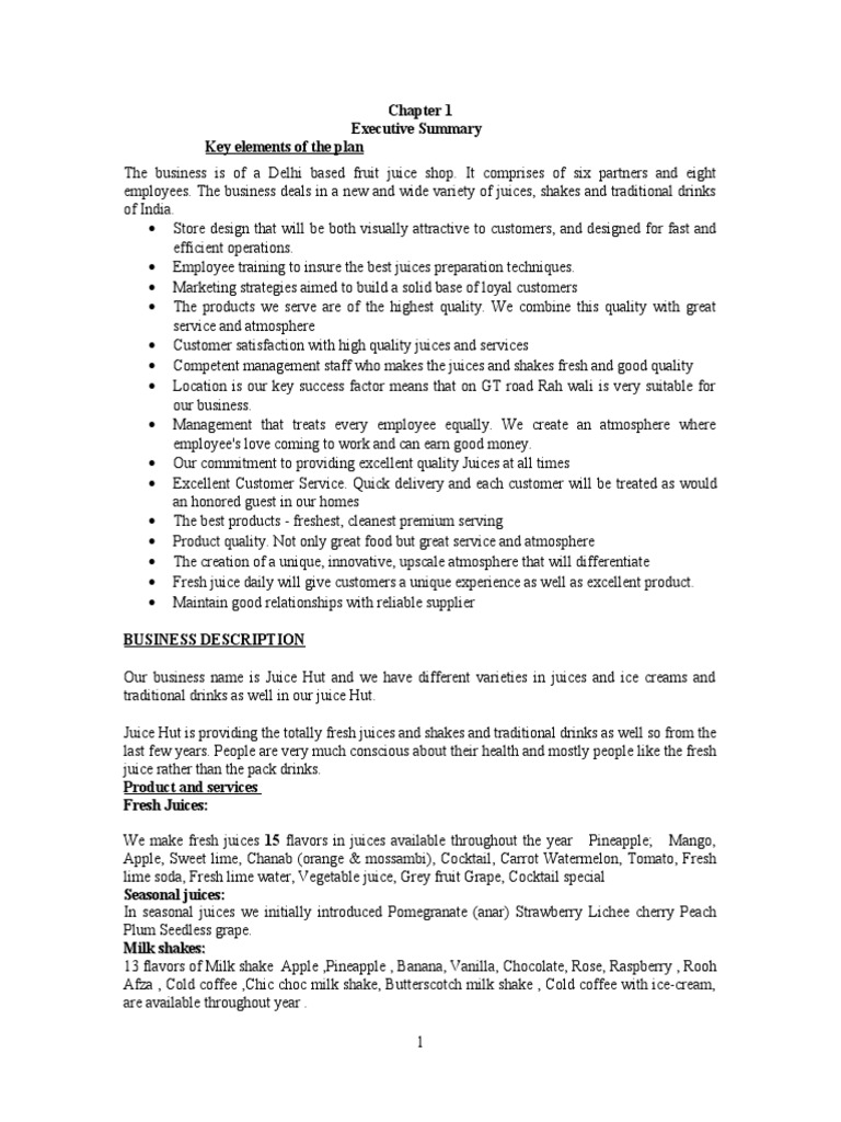 Juice Business Plan PDF