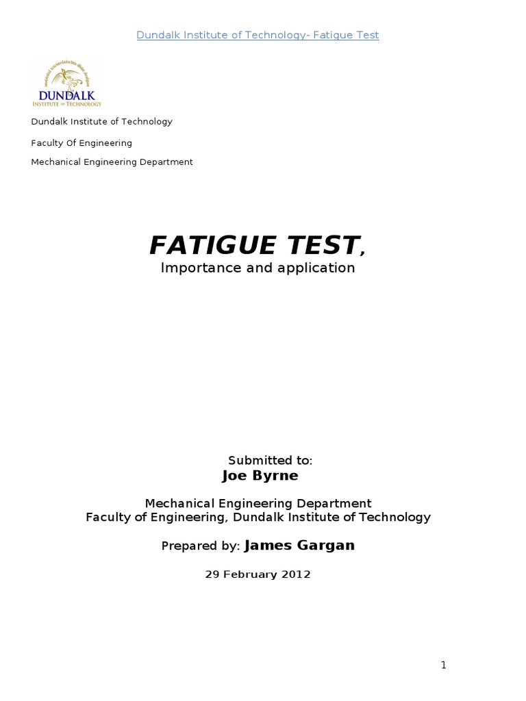 Fatigue Testing in Mechanical Engineering | PDF | Computers ...