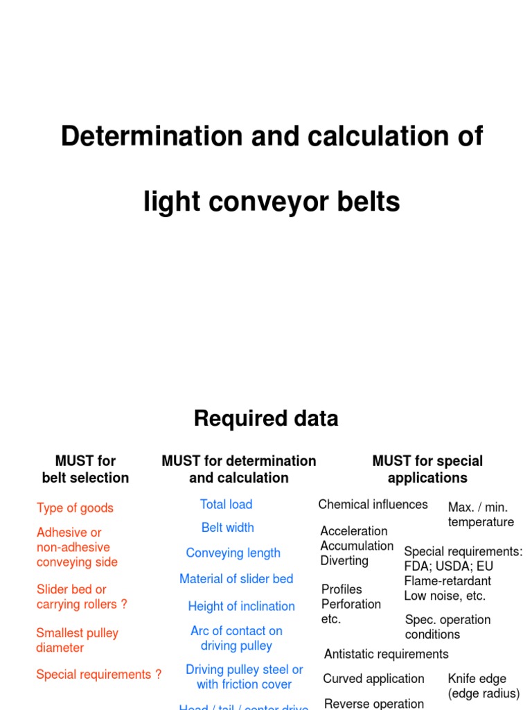 Conveyor Belt Calculation