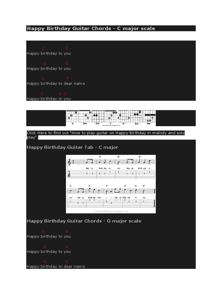 Happy Birthday Guitar Chords | PDF, image size:768x1024