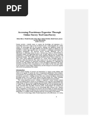 Access Pracctioner Expertise Survey Tools Survey - 