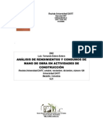 Analisis de Rendimiento y Consumos de Mano de Obra en Actividades de Construccion