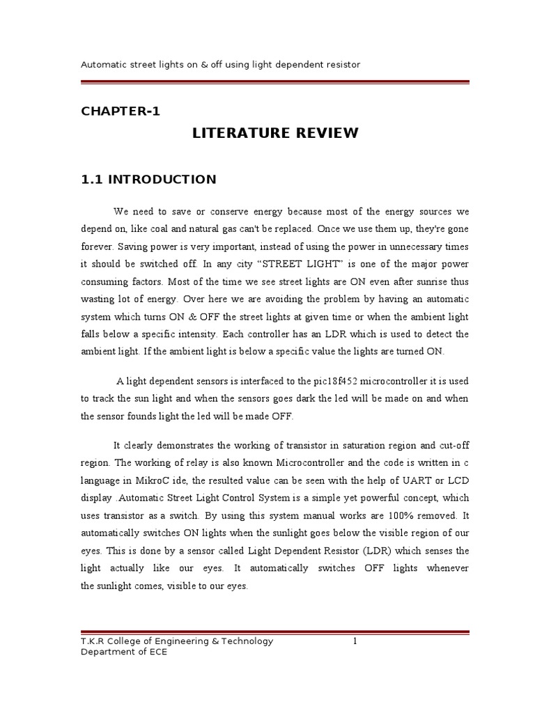 Automatic Street Light Control System | PDF | Microcontroller ...